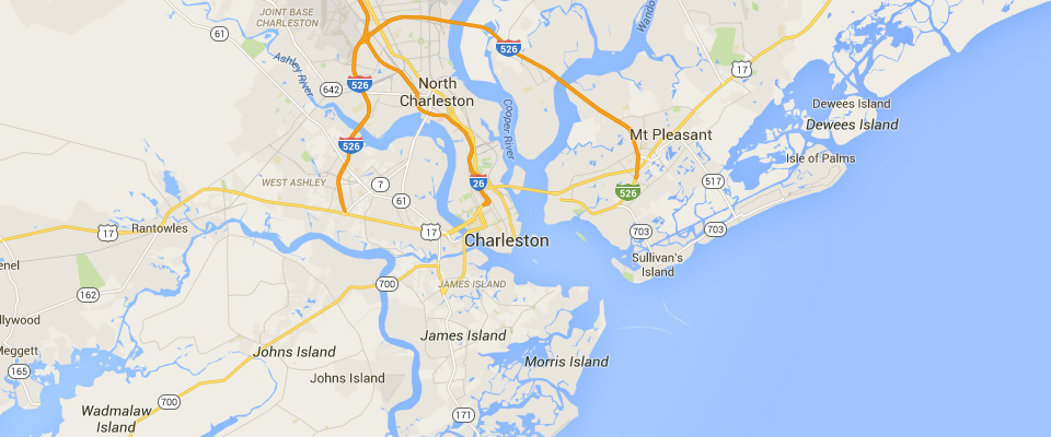 Charleston Waste Dumpster Rental Service Area Map